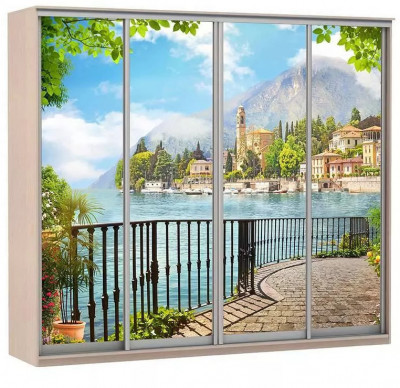 Шкаф купе Модерн 2362х600 4-х дверный 3-х секционный фотопечать №4 ясень