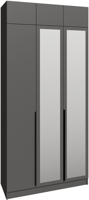 Шкаф 1,2 с антресолью и зеркалом Мадрид, Графит серый