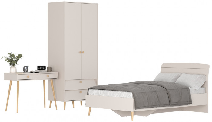 Афина Спальня 07-1200, цвет кашемир серый, сп.м. 1200х2000 мм., б/м, основание есть - фанера