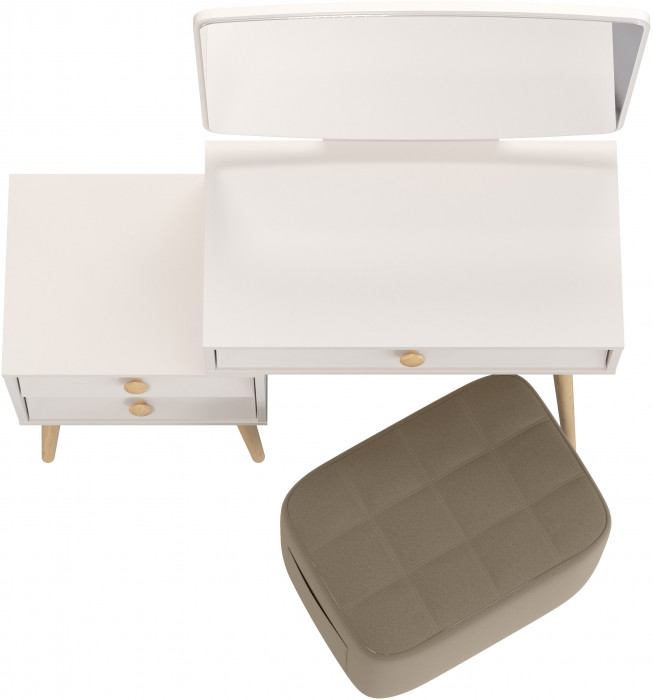 Афина Спальня 4-25901М1к.с. Трюмо + Банкетка 6-5127ТКВорех Вики, цвет кашемир серый/ткань орех, ШхГхВ 105х38,6х129 + 53х40х46 см., универс. сб.