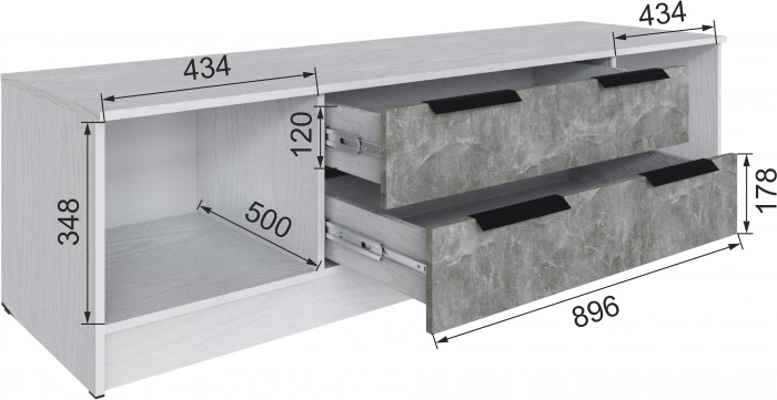 Набор мебели для гостиной "Мадрид", Белый/Ателье светлое