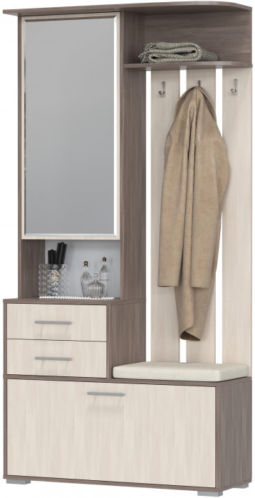 Прихожая 2-3431бод.тем/св Домино - Шкаф с вешалкой, бодега тёмный/бодега светлый