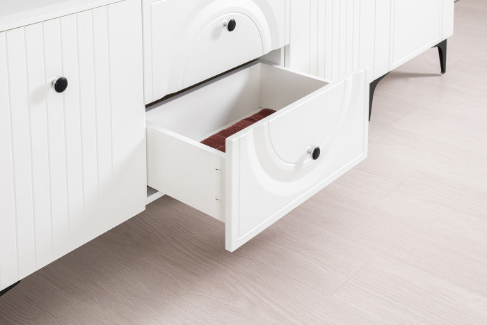 Валенсия Гостиная № 070, ЛДСП белый шагрень/МДФ белый шагрень