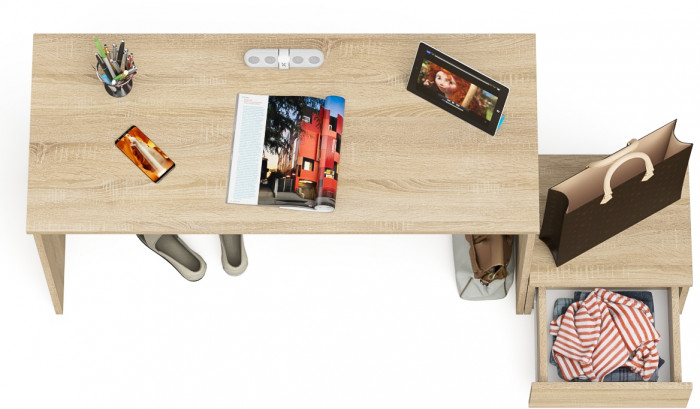 Мори письменный стол МСП1200.1 + Тумба ТМП400.1, дуб сонома