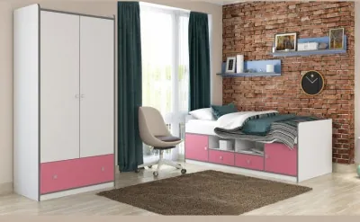 Модульная детская Дельта-Сильвер, композиция 2, розовая