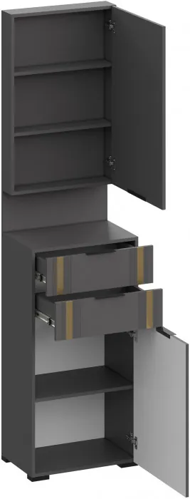 Эмэ Многофункциональная тумба с зеркалом ШК-3942, Графит/Графит, Золото