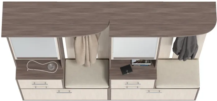 Два шкафа с вешалкой Домино 2-3431бод.тем/св, цвет бодега тёмный/бодега светлый, ШхГхВ 200х36х202 см., универсальная сборка