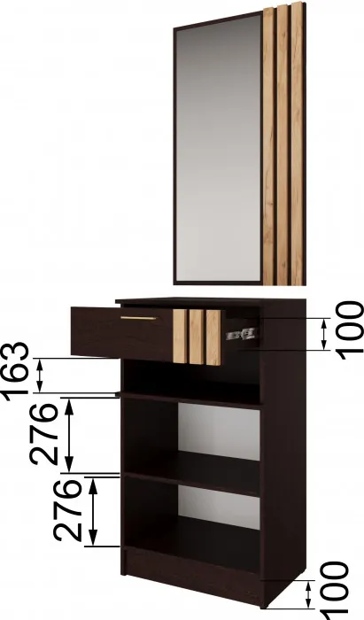 Кано Тумба с зеркалом КПТ венге/дуб крафт золотой