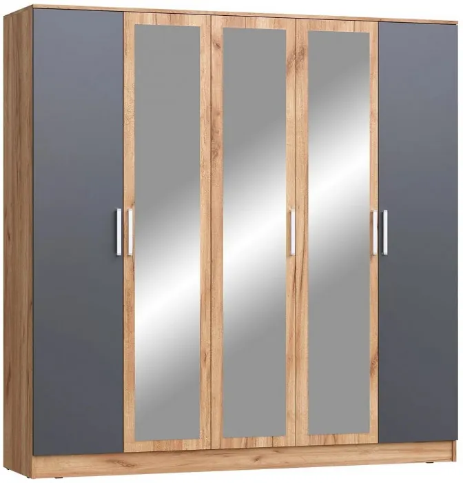 Мартина Шкаф для одежды 5-дверный (Белый глянец, Венге)