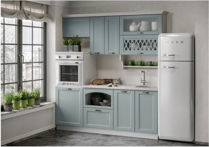 Кухня МДФ 2000 Милано Компоновка №3 (Шарли бриз)