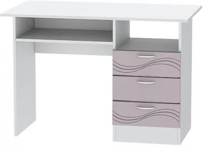 Стол письменный Бриз МДФ для детской, Белый/Ирис (Волна)