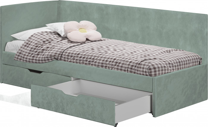 Кровать односпальная "Лео" КР-49 Белый/Эвкалипт/ЛДСП настил