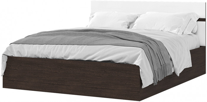 ЛИБЕРТИ КР 02 Кровать 1,6 (1632х900х2032) Фасад МДФ БЕЛЫЙ ГЛЯНЕЦ/Корпус ВЕНГЕ