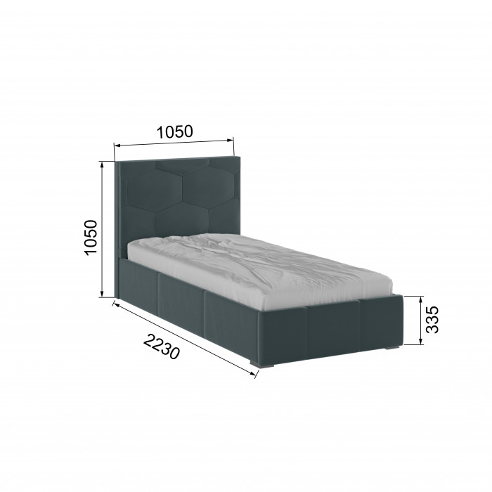 Манука Кровать интерьерная 900 серый, ПМ