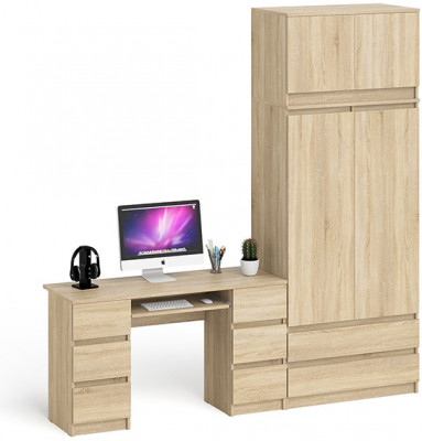 Мори компьютерный стол МС-2 + Шкаф МШ900.1 + Антресоль МА900.1, дуб сонома