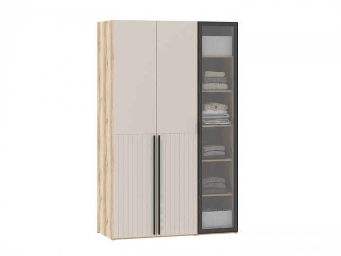 Шкафы Арден 200.4-200.2 витрина-полки Дуб Делано / Сантьяго софт