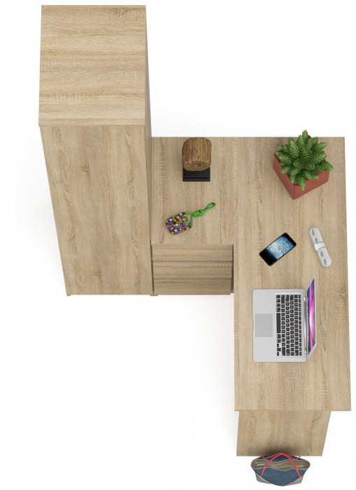 Мори компьютерный стол МС-16 левый + Пенал МШ400.1, дуб сонома