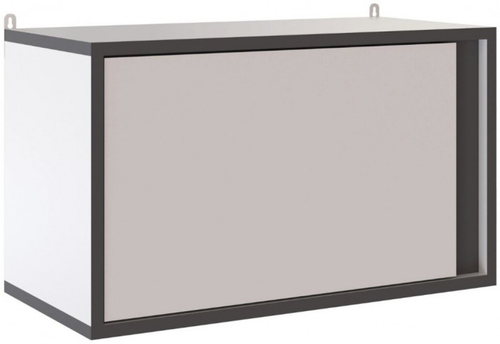 Асцелла Полка навесная закрытая белый/графит серый