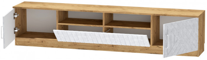 Тумба-3 под ТВ напольная "Иннэс-7", Крафт золотой/Бетон снежный