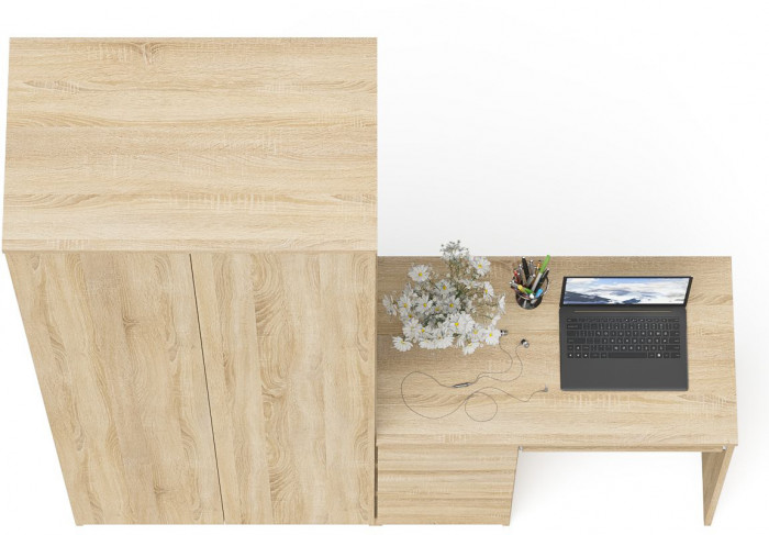 Мори компьютерный стол МС-6 левый + Шкаф МШ800.1, дуб сонома