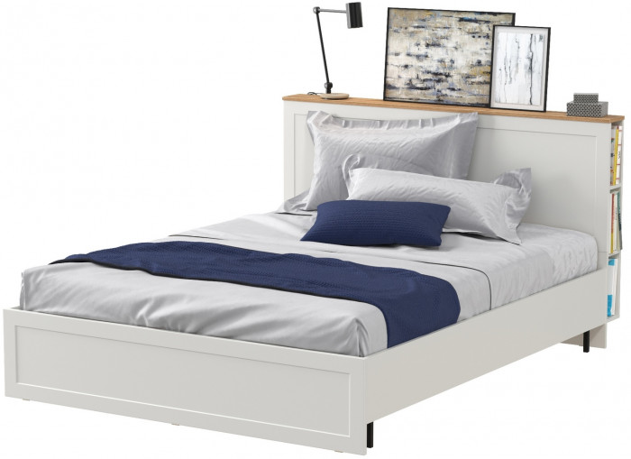 Остин 11.53 Кровать + ортопед, белый шагрень/дуб крафт золотой