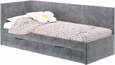 Кровать односпальная "Лео" КР-49 Белый/Грифельный/ЛДСП настил