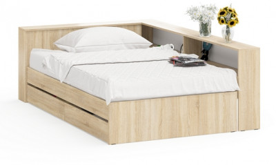 Ксения Кровать с ящиками 1200 + прикроватный блок, дуб сонома