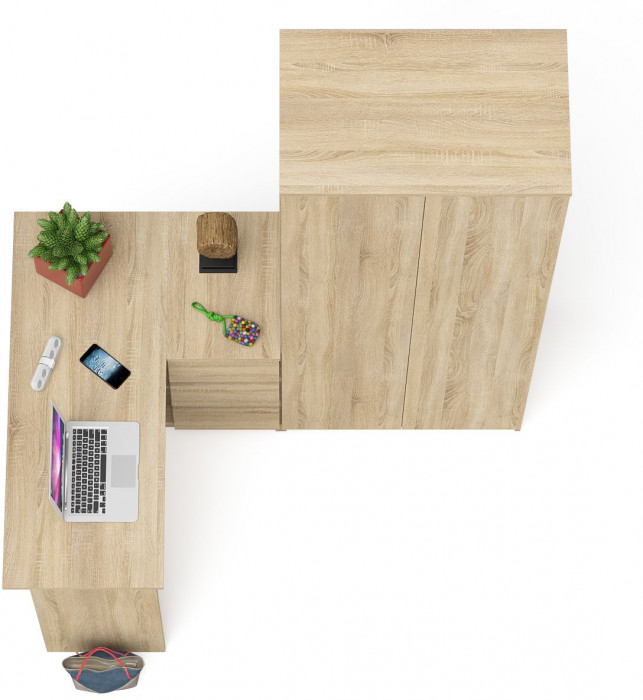 Мори компьютерный стол МС-16 правый + Шкаф МШ800.1, дуб сонома