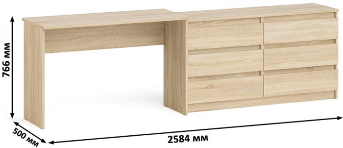 Мори письменный стол МСП1200.1 + Комод МК1380.6, дуб сонома