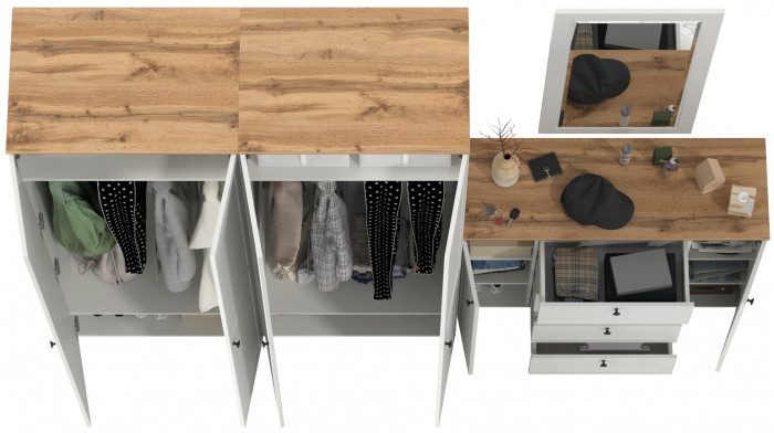 Остин Прихожая 26, белый шагрень/дуб крафт золотой