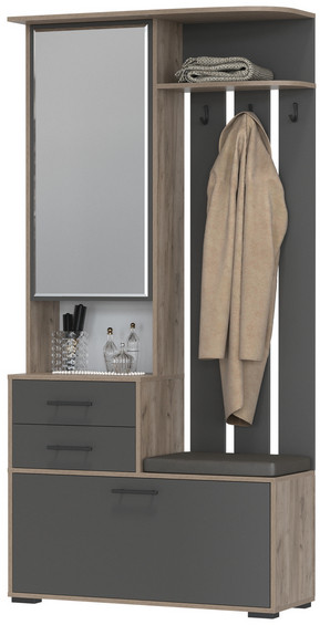 Прихожая 2-3431дкт/граф Домино - Шкаф с вешалкой, дуб крафт табачный/графит