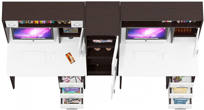 С-МД-СК9 Компоновка № 04, венге/белый шагрень