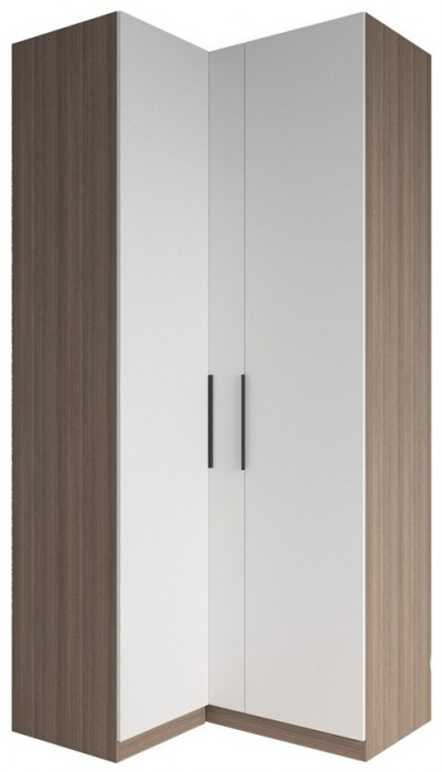 МС Роза Шкаф угловой Базовая комплектация, Ройс+ ручка скоба 2 шт., Орех Франклин карамель/Белый скин