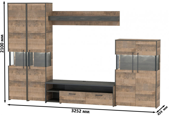 Трувор Гостиная 039, дуб гранж песочный/интра