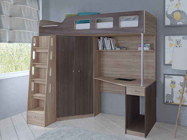 Кровать чердак Астра 7 Сонома/Дуб Шамони