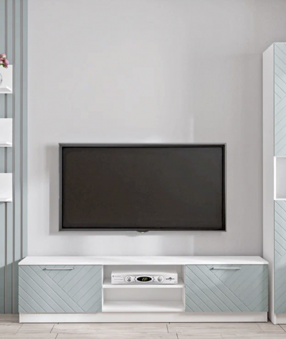 Тумба для ТВ-техники напольная "Иннэс-7", Белый/Монблан Р-826