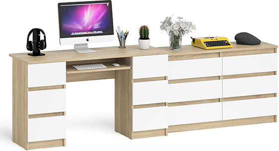 Мори компьютерный стол МС-2 + Комод МК1200.6, дуб сонома/белый