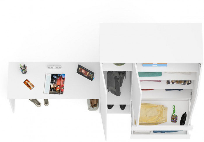 Мори письменный стол МСП1200.1 + Шкаф МШ1200.1, белый