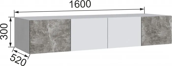 Шкаф 1,6 с антресолью и зеркалом Мадрид, Белый/Ателье светлое