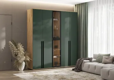 Норд Шкафы 800 + Пенал-стекло 400, Дуб крафт/Изумрудный