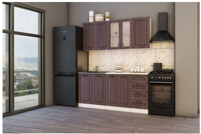 Кухня МДФ Агава 1600, Трюфель