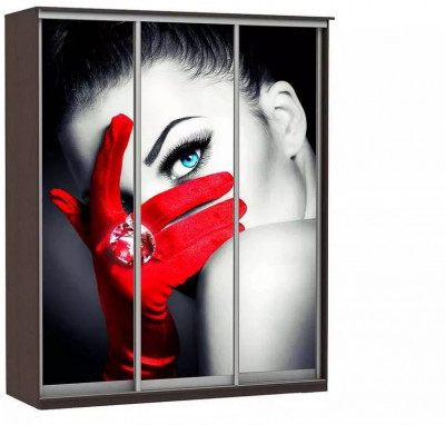 Шкаф купе Модерн 2076х450 3-х дверный 3-х секционный фотопечать №1 венге