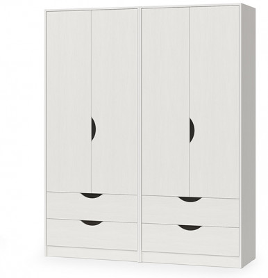 КР100 Уна 13.327 Шкаф для одежды + 13.327 Шкаф для одежды, цвет белый(структура Поры дерева), ШхГхВ 167,6х49,7х205,3 см.