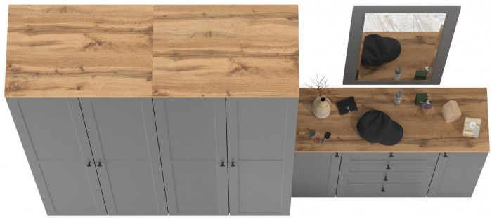 Остин Прихожая 26, серый графит/дуб крафт золотой