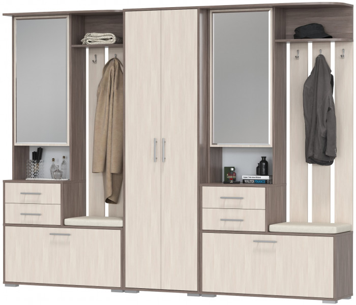 Прихожая Домино 3, бодега тёмный/бодега светлый