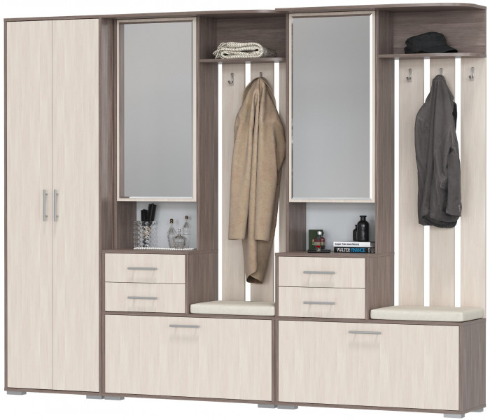 Прихожая Домино 3, бодега тёмный/бодега светлый