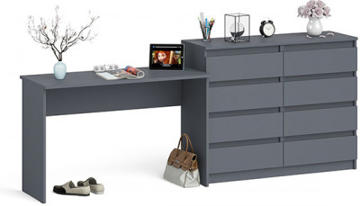 Мори Стол письменный МСП1200.1 + Комод МК1200.8, цвет графит, ШхГхВ 240,8х50х94 см., универсальная сборка