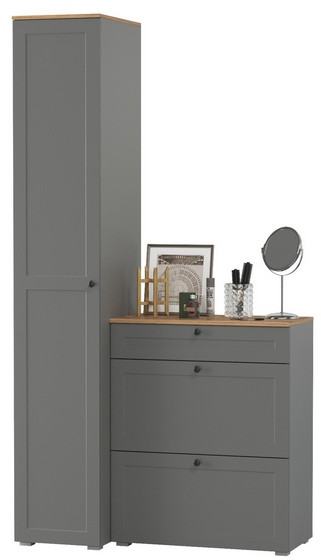 Остин Прихожая 10, цвет серый графит/дуб крафт золотой, ШхГхВ 120х54,3х229,6 см., универсальная сборка