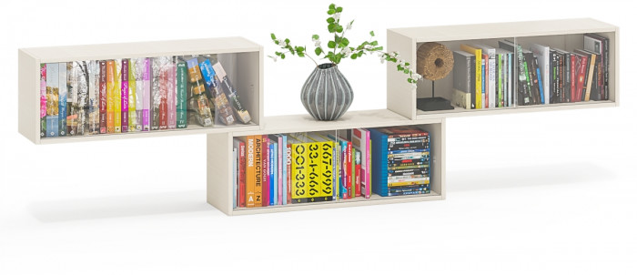 Три полки книжных С-МД-КН01, дуб