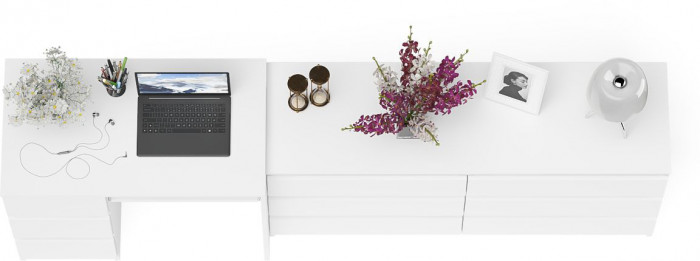 Мори компьютерный стол МС-6 левый + Комод МК1380.6, белый